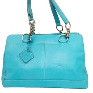 Anne Klein blue textured leather satchel bag